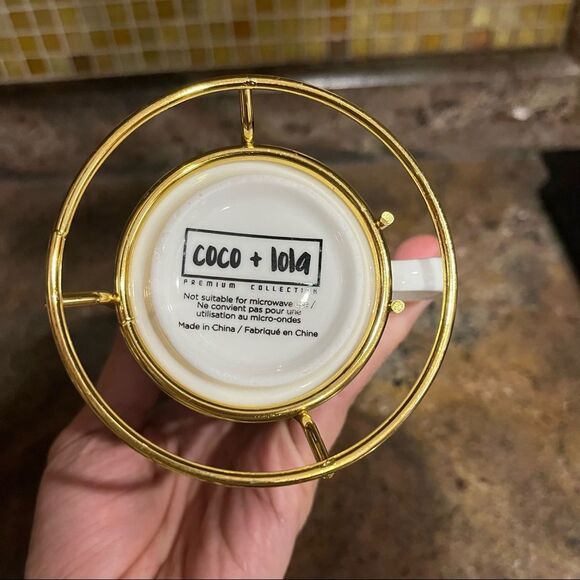 COCO + LOLA 4 Piece Stackable Espresso Mug Set - Gold Speck Design - Picture 3 of 4